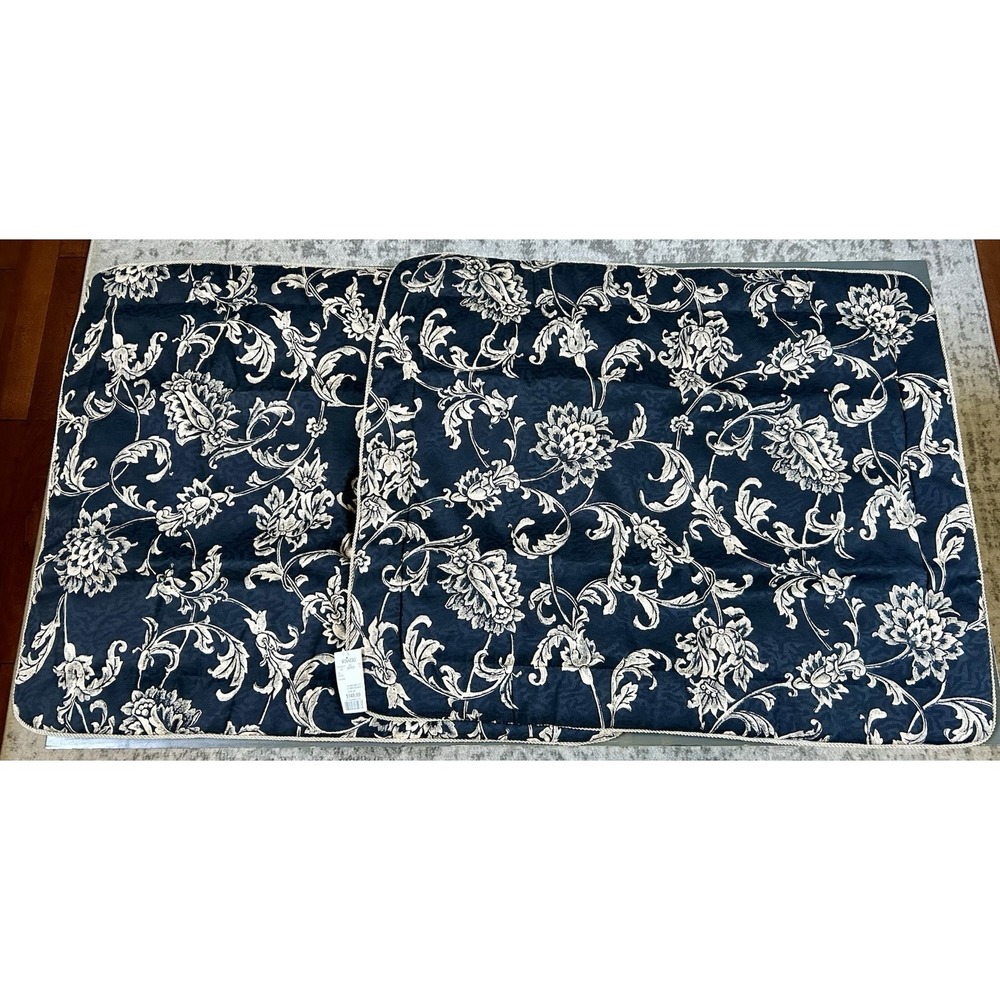 Croscill Standard Pillow Shams Set of 2 #9077 Navy Blue Champagne NEW Corded
